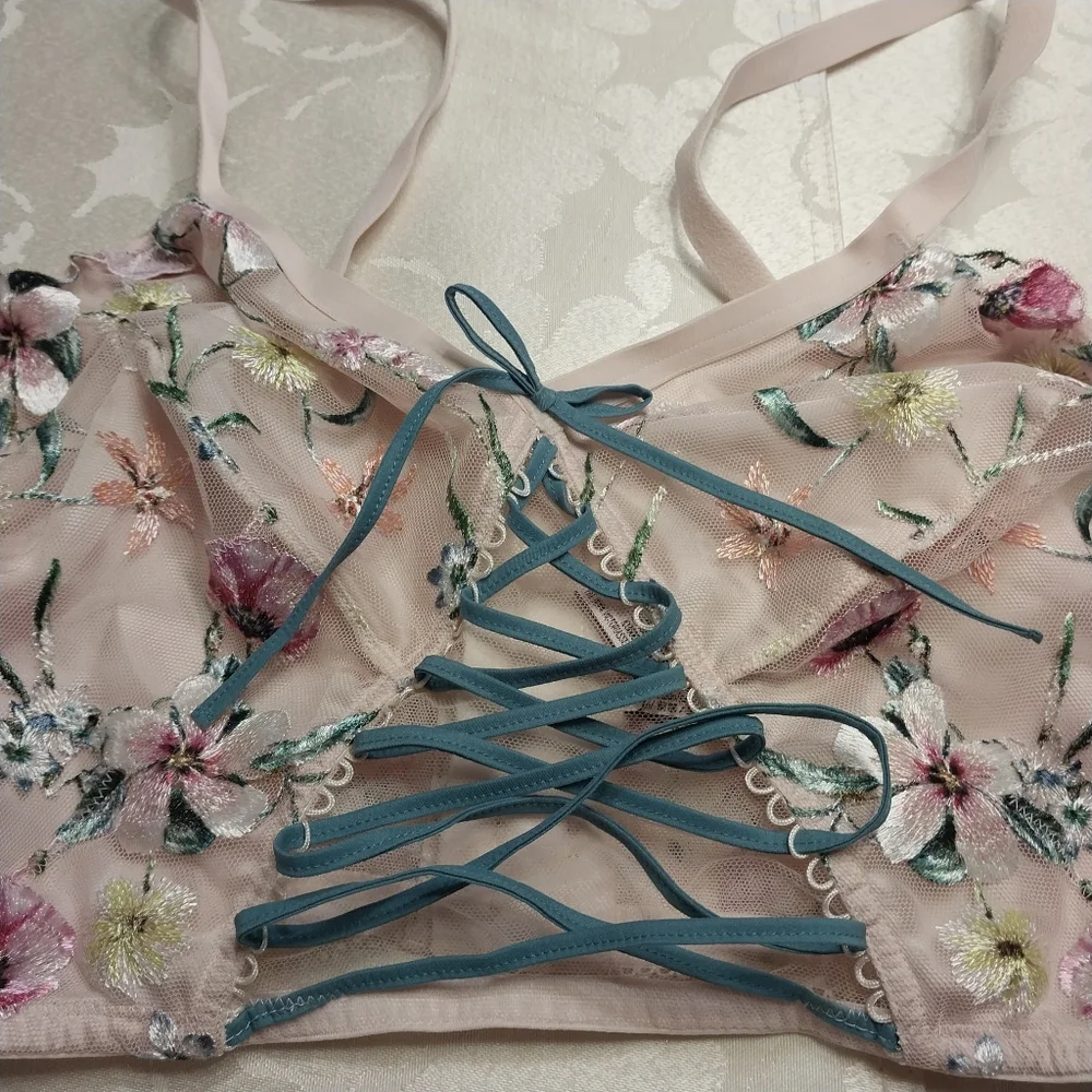 Victoria's Secret NWT Dream‎ Angels Lace-up Embroidered Corset Bra Size XXL